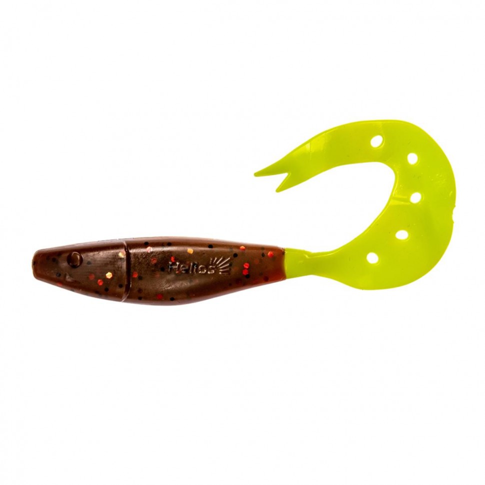 Твистер Helios Kasandra 4"29/10,9см, цвет Rusty Gold & Lime 5 шт HS-34-017 , 
